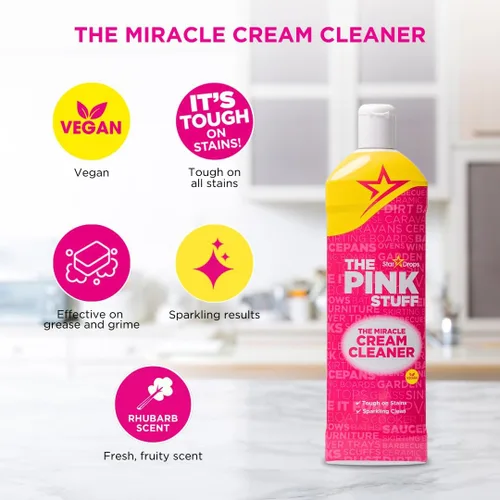 Vista 7 de Stardrops The Pink Stuff Limpiador en crema milagroso – Limpiador líquido multiuso para cocinas, baños y más – Elimina grasa, suciedad y sarro