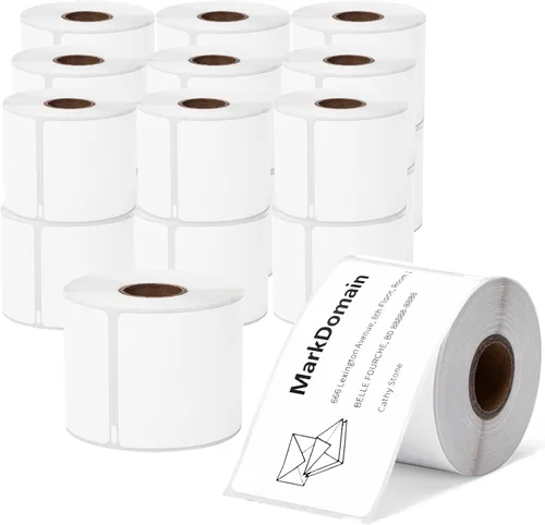 Vista 8 de 12 rollos compatibles con Dymo LabelWriter 30252 repuestos de etiquetas de 1-1/8 pulgadas x 3-1/2 pulgadas, etiquetas de dirección y código
