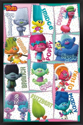 Vista 8 de Trends International Trolls - Grid Wall Poster, 22.4L x 14.7W, Barnwood Framed Version