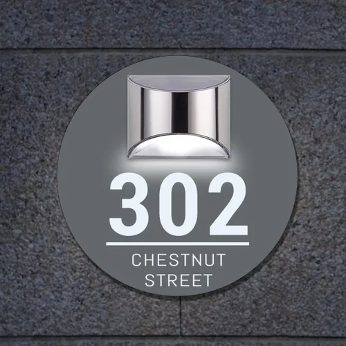 Vista 14 de Placa de puerta moderna solar personalizada, placa de dirección iluminada con placa LED personalizada, letrero acrílico iluminado LED, regalo