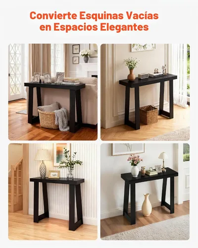 Vista 8 de VEVOR Mesa consola de 36 pulgadas, escritorio moderno detrás del sofá, escritorio de entrada rectangular de madera, soporte estrecho y largo