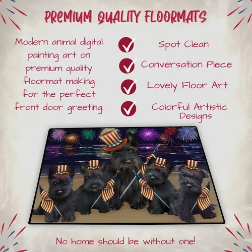 Vista 5 de Doggie of the Day Scottish Terrier Dogs Floor Mat - 4th of July Independence Day - Best Dog Doormat - Protector Decor - Unique Portrait Art