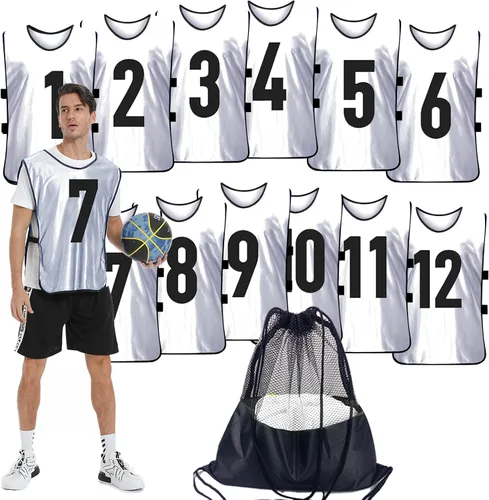 Vista 12 de Scrimmage - Chaleco de entrenamiento (12 unidades) para deportes de equipo, camisetas para adultos y jóvenes, baberos de fútbol, camisetas
