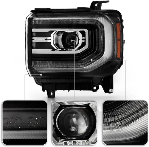 Vista 4 de ACANII - Para 2016 2017 2018 GMC Sierra 1500 Full LED Modelo Proyector Faros Faros Repacement Par Set Izquierdo+Derecho