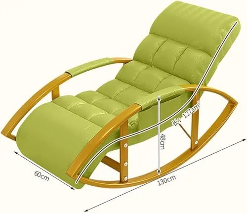 Vista 2 de Large Adjustable Reclining Rocking Chair Set with Footrest for Living Room and BalconyComfortable Outdoor Indoor Seating Solution,Amarillo-Golden
