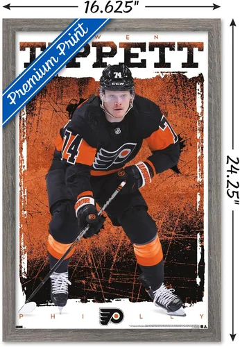 Vista 3 de Trends International NHL Philadelphia Flyers - Póster de pared Owen Tippett 23, 22.4 pulgadas de largo x 14.7 W, versión enmarcada en madera