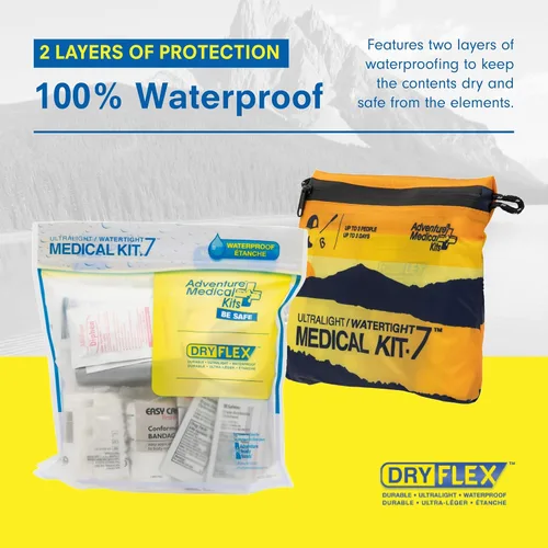 Vista 4 de Adventure Medical Kit Ultraligero / Impermeable Kit médico .7 – Hasta 3 personas, hasta 3 días – Incluye vendajes, elementos esenciales de ampolla