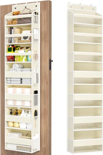 Vista 15 de Mefirt Organizador para colgar sobre la puerta, 6 estantes para colgar en la puerta con 6 bolsillos de gran capacidad, estantes colgantes