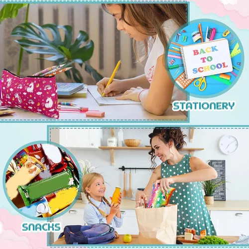 Vista 3 de Ctosree Estuche para lápices con cremallera de dibujos animados para niños y niñas, regalo de regreso a clases, lindo dinosaurio, unicornio