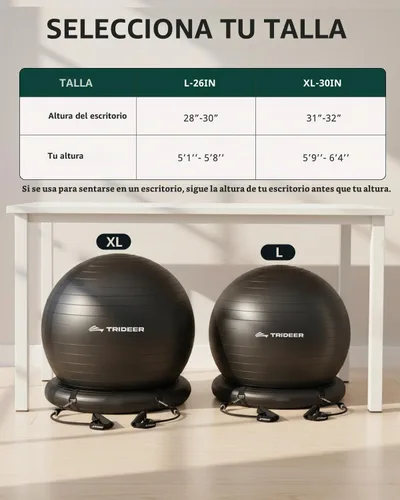 Vista 6 de Trideer Exercise Ball Chair with Bands, Stability Ball for Office & Fitness