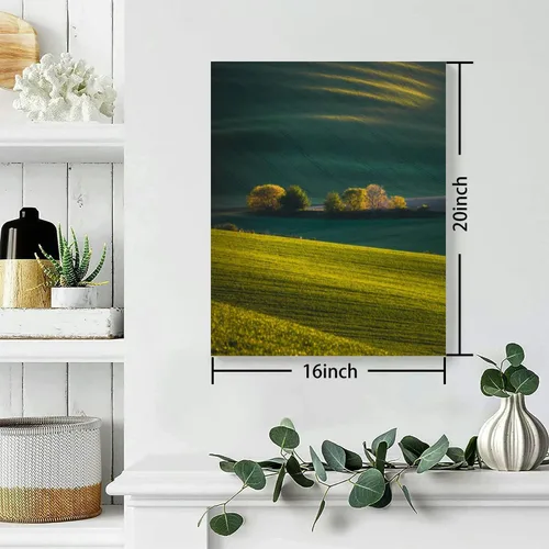 Vista 3 de Arte de pared para baño, imágenes de baño para pared, hermosa vista de paisaje lanscape, colinas verdes y árboles de primavera, Moravia del Sur