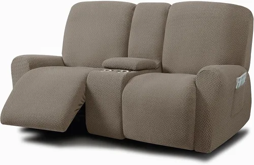 Vista 34 de ULTICOR Fundas jacquard para sofá reclinable de 8 piezas, fundas elásticas para sofá reclinable de 3 cojines, gruesas, suaves y lavables (estilo 3)