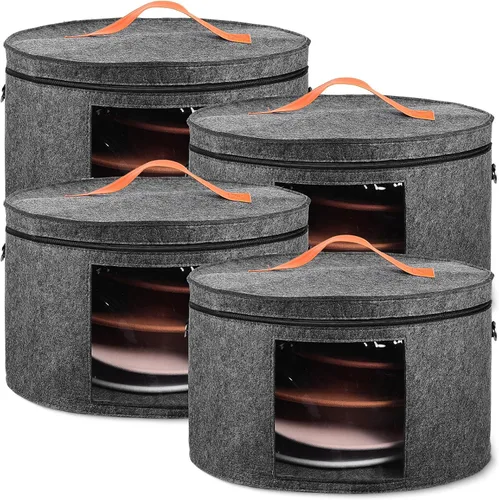 Vista 8 de Suzile Paquete de 4 Cajas Grandes Redondas Plegables para Sombreros de Mujer, Almacenaje con Capacidad para 6-10 Sombreros, Caja para Sombreros