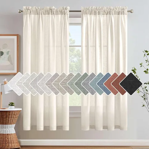 Vista 37 de H.VERSAILTEX Cortinas texturizadas de lino con filtro de luz para sala de estar, tratamiento de ventanas, cortinas naturales y duraderas