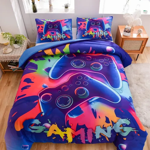 Vista 21 de Aimuan Gamer Gaming Juegos de Ropa de Cama Juegos de Edredón 3D Gamepad para Niños Consola de Juegos Botones de Acción Novedoso Controlador de Juego