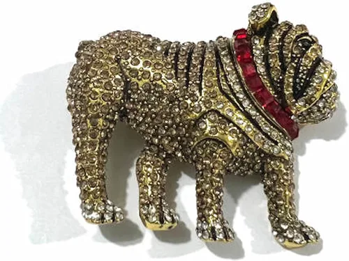 Vista 2 de Broche de cristal de Bulldog inglés Broche de regalo de aniversario Broche de joyería del día de la madre Broche del día de San Valentín Regalo