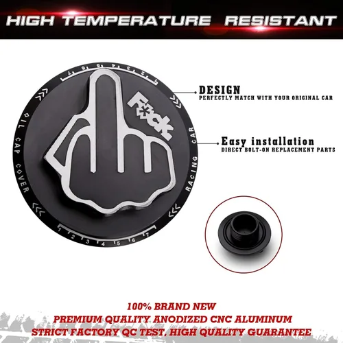 Vista 2 de x xotic tech Tapa de tanque de combustible de gas negro de aleación con dedo medio roscado compatible con Toyota Corolla Camry 4Runner Highlander