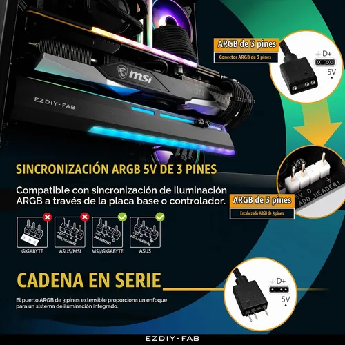 Vista 8 de EZDIY-FAB Soporte Abrazadera para GPU ARGB de 5V, Refuerzo de Soporte para Tarjeta Gráfica GPU, Soporte para Tarjeta de Video, Estructura
