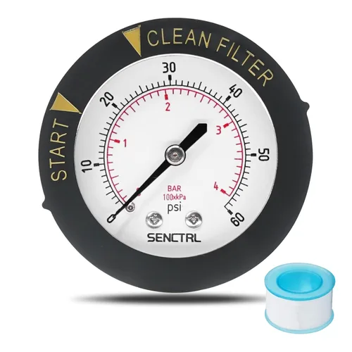 Vista 8 de Medidor de presión de filtro de piscina de 0-60 psi, montaje