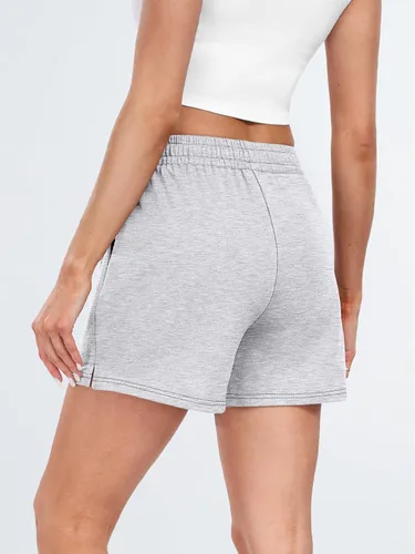 Vista 64 de AUTOMET Pantalones cortos deportivos para mujer, estilo casual, con cordón, cómodos, elásticos, de cintura alta, con bolsillos