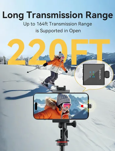 Vista 3 de vernee Micrófono Lavalier inalámbrico para iPhone 16 15, Android, tableta, PC, mini micrófono de 3 niveles con reducción de ruido AI, micrófono