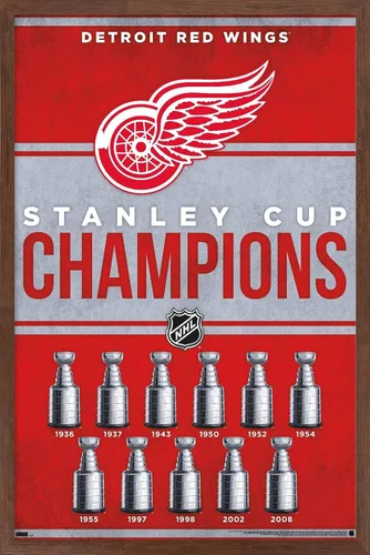Vista 8 de Trends International NHL Detroit Red Wings - Póster de pared de Champions 23, 34 pulgadas de largo x 22.4 W, paquete de póster y montaje prémium