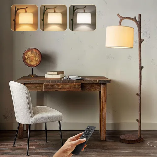 Vista 13 de OYEARS Lámpara de pie de 65 pulgadas con luz nocturna, lámpara de pie estilo granja para dormitorio, lámpara de pie alta para sala de estar, lámpara