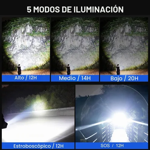 Vista 3 de Cinlinso Linternas LED recargables de alto lúmenes, luz de flash súper brillante, 3 modos IPX7 impermeables, linternas de alta potencia