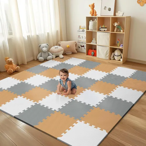 Vista 11 de 16 piezas de alfombrilla de juego para bebé para el piso, alfombrilla de juego de espuma EVA para bebé con baldosas de alfombra entrelazadas de 1.5