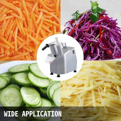 Vista 7 de VBENLEM Procesador de alimentos comercial de 110V, procesador de verduras eléctrico de 550W con 2 orificios de alimentación, 1600 RPM, procesador