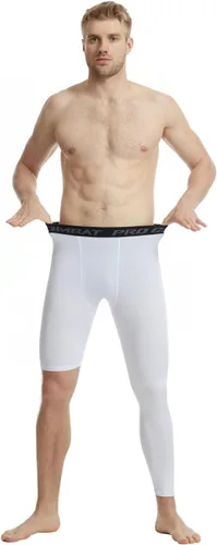 Vista 6 de Pantalones deportivos ajustados de una sola pierna de baloncesto para hombre, pantalones de compresión de 12 de una pierna, ropa interior atlética