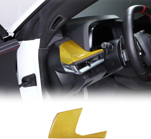 Vista 6 de Cubierta de panel lateral de consola central de fibra de carbono real compatible con Chevrolet Corvette C8 2020-2025, accesorios para panel lateral