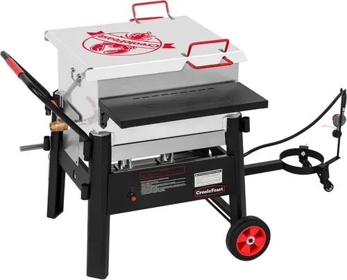 Vista 12 de Creole Feast CFB2001 150 QT Caldera de cangrejos de doble saco al aire libre con gas propano y paleta agitadora con soporte plegable para cilindros