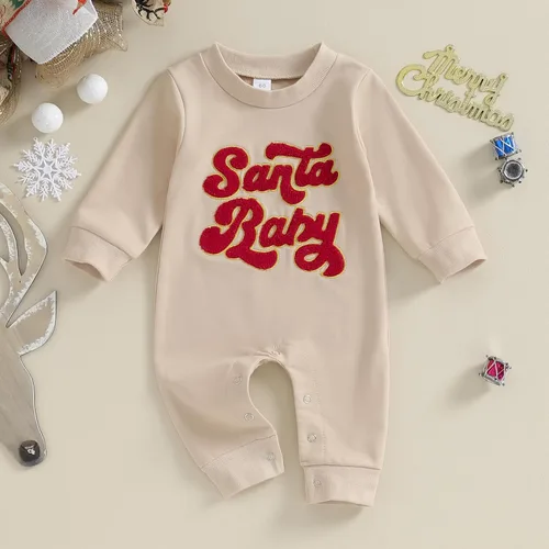 Vista 23 de FYBITBO Ropa de bebé niño niña Santa manga larga mono mameluco recién nacido primera Navidad traje de una pieza