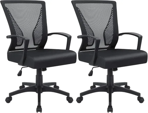 Vista 22 de Furmax Silla de oficina ergonómica de escritorio para computadora, silla de malla, respaldo medio, soporte lumbar giratorio con reposabrazos