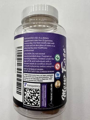 Vista 4 de Suplemento para la menopausia para mujeres en gomitas con cohosh negro, ñame silvestre, DIM, magnesio, trébol rojo, agracejo para el equilibrio