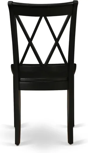 Vista 9 de East West Furniture AMCL3-BCH-W - Juego de mesa de comedor de 3 piezas contiene una mesa de cocina redonda con pedestal y 2 sillas de comedor, 36 x