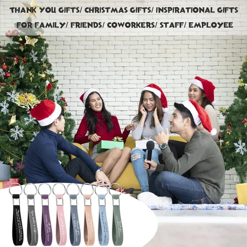 Vista 4 de Roowest 50 piezas de regalo inspirador para mujeres, llavero de silicona, regalo de agradecimiento a los empleados, maestros a granel compañeros