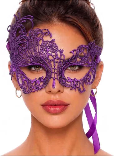 Vista 65 de Masquerade Mask For Women Lace Masquerade Mask for Masquerade Party, Proms, Venetian Party, Mardi Gras, Halloween & Cosplay Ana Bg Pluma de Pavo Real