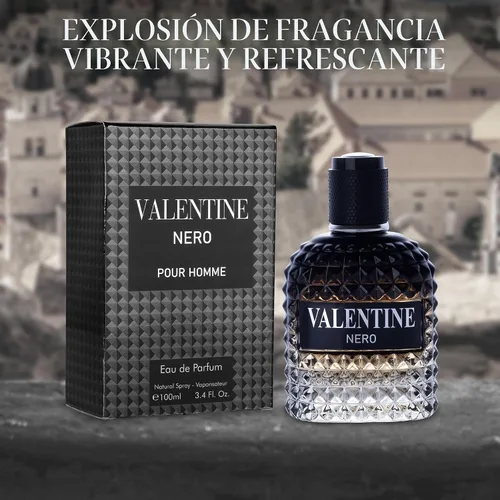 Vista 4 de Valentine Nero para hombre, colonia aromática amaderada, 3.4 onzas líquidas