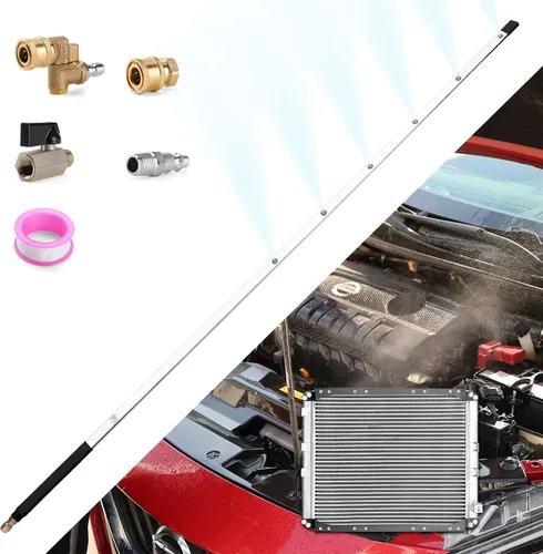 Vista 9 de Varita de lavado a presión de 24 pulgadas para herramientas de limpieza de radiador de automóvil, varitas limpiadoras de radiador de doble uso