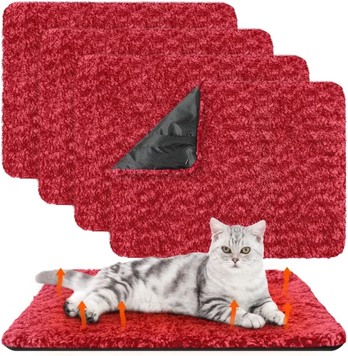 Vista 11 de Drydiet Paquete de 4 Almohadillas Autocalentadoras para Gatos Alfombrilla Térmica Lavable para Perros Sin Hogar Almohadillas Térmicas para Perreras