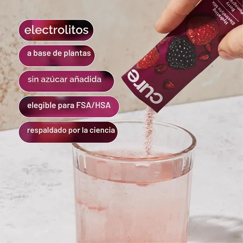 Vista 6 de Cure Hydration - Electrolyte Drink Powder Berry Pomegranate 28 Servings