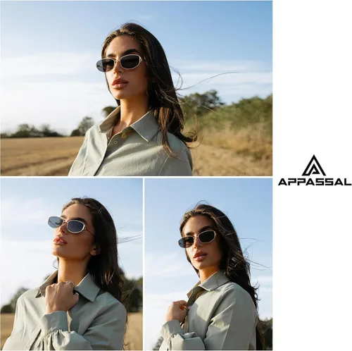 Vista 2 de Gafas de sol ovaladas retro para mujeres y hombres Hexagonal Rectángulo Metal Marco Gafas de sol AP3625