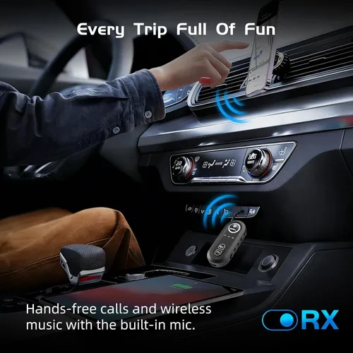 Vista 6 de Receptor transmisor Bluetooth 5.4 actualizado 2026, adaptador Bluetooth de avión, transmisor inalámbrico compatible con 2 AirPods/auriculares