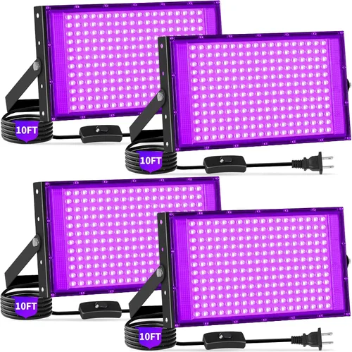 Vista 8 de 200W LED Black Lights with 10ft Switch+Plug, IP66 Waterproof, 2 Pack