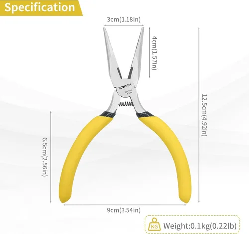 Vista 2 de BOOSDEN Alicates de punta de aguja pequeños de 5 ", alicates de joyería con cortador lateral