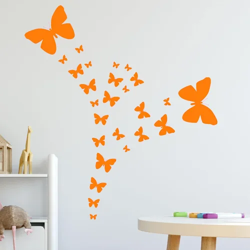 Vista 11 de Calcomanías de pared de mariposa negra, decoración de dormitorio de niñas, decoración de dormitorio para niños, guardería de bebé, adolescentes Negro