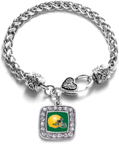 Vista 92 de Pulsera de dijes cuadrados de plata con joyería de circonita cúbica