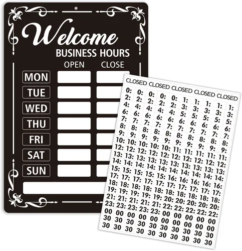 Vista 10 de Señales de horario comercial abierto y cerrado, letreros cerrados abiertos de doble cara, horario comercial reemplazable decoración colgante